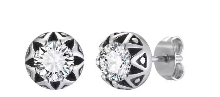 Men's Sea Blue Crystal Stud Earrings – Hypoallergenic Stainless Steel