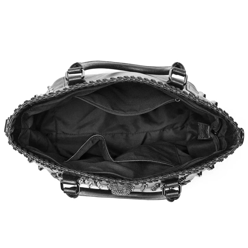 New Rivet Women Pu Leather Crossbody Bag Purse Skull Handbag Quality Punk Shoulder Bags with Wallet Messenger Bag