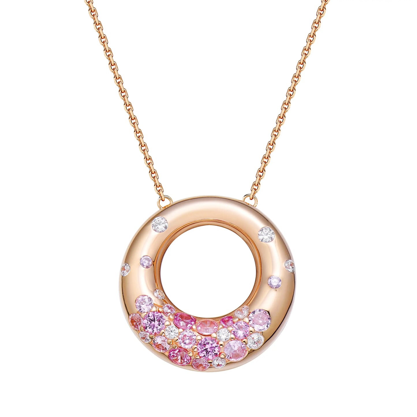 Sweet Donut Necklace Silver 925 Zircon Fashion Jewelry Chain Necklace