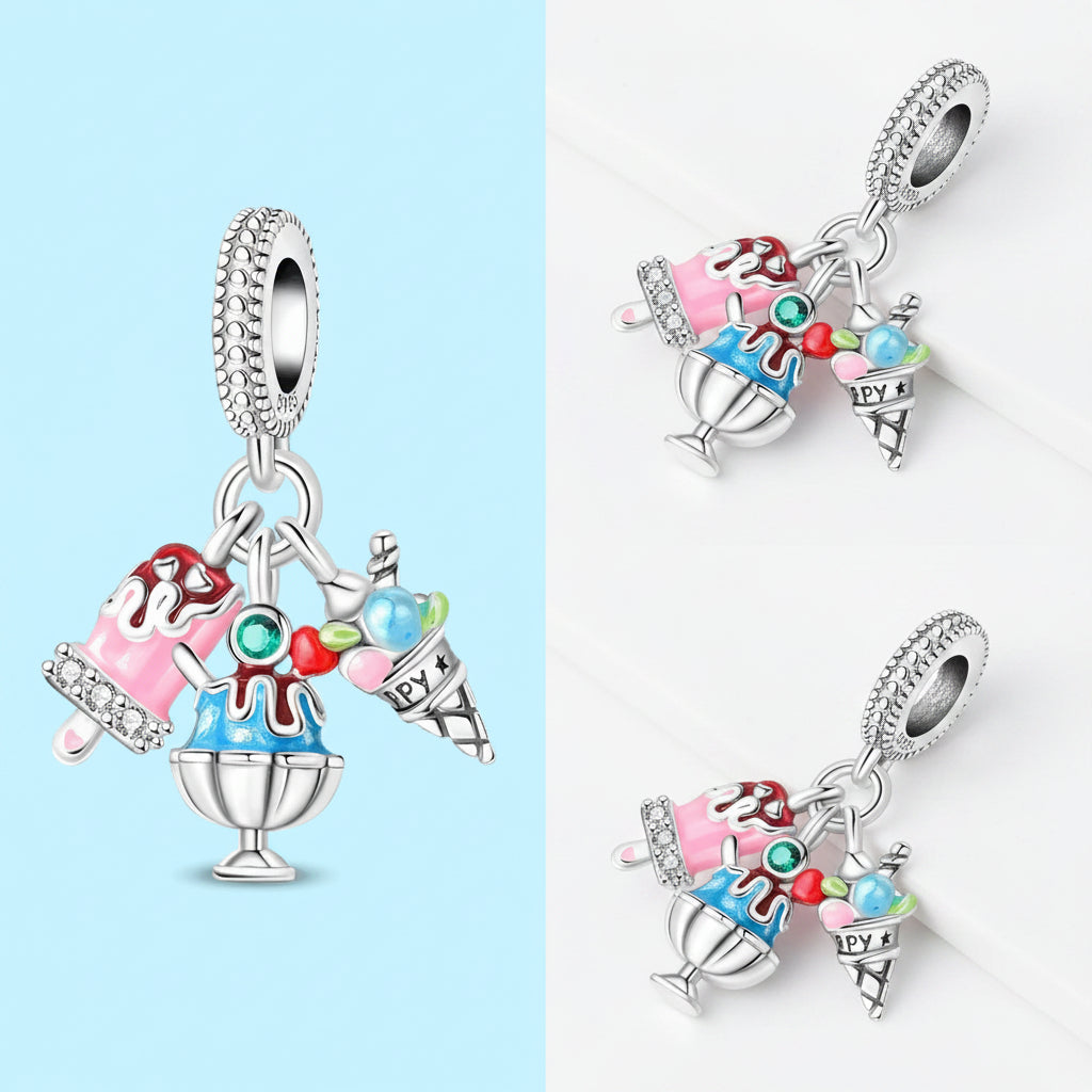 Charms 925 Silver Retractable Passport Beads Hot Air Balloon Ice Cream Pendant Fit Original Bracelets Women DIY Jewelry Gifts