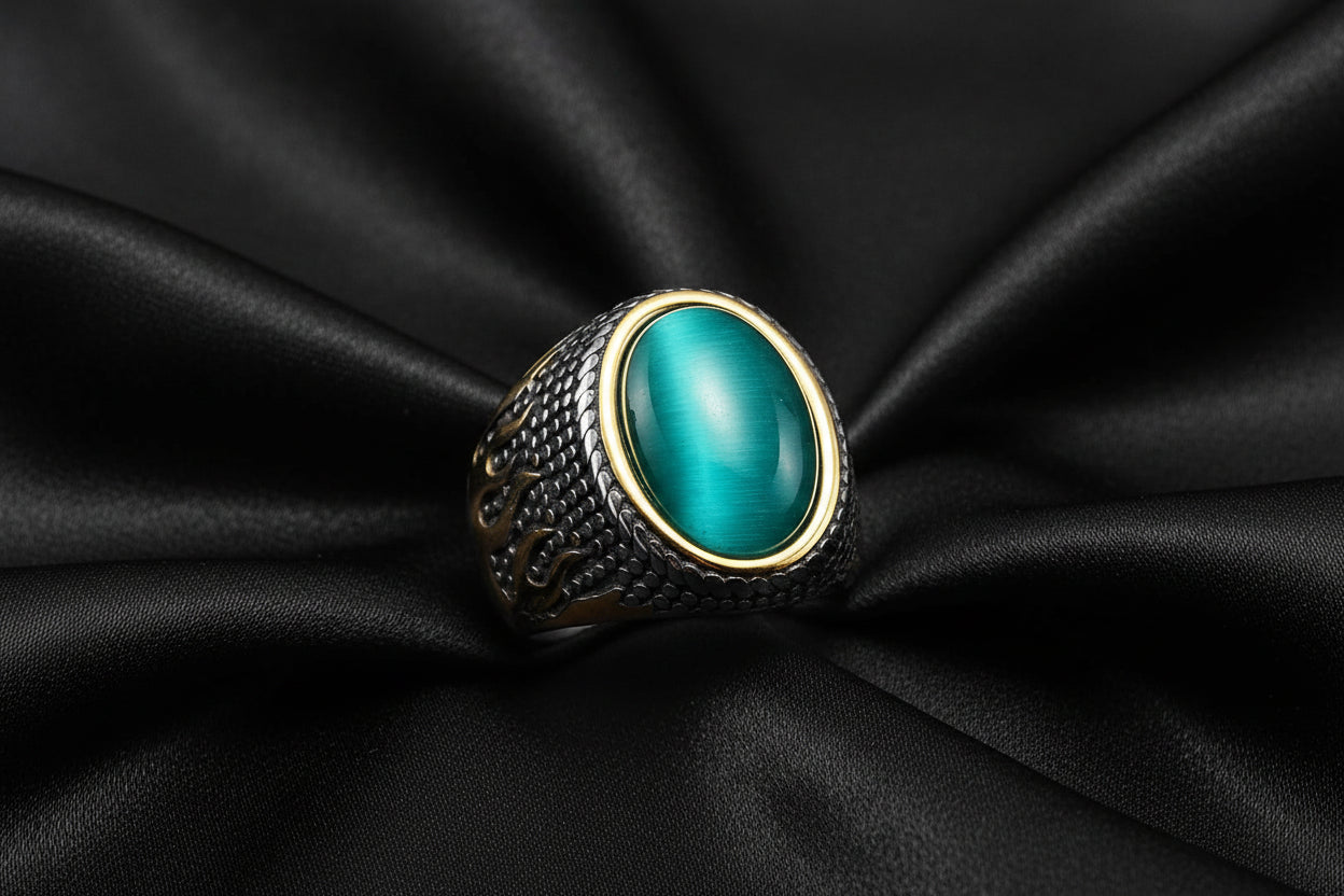 Men's Simple Gemstone 316L Stainless Steel Ring