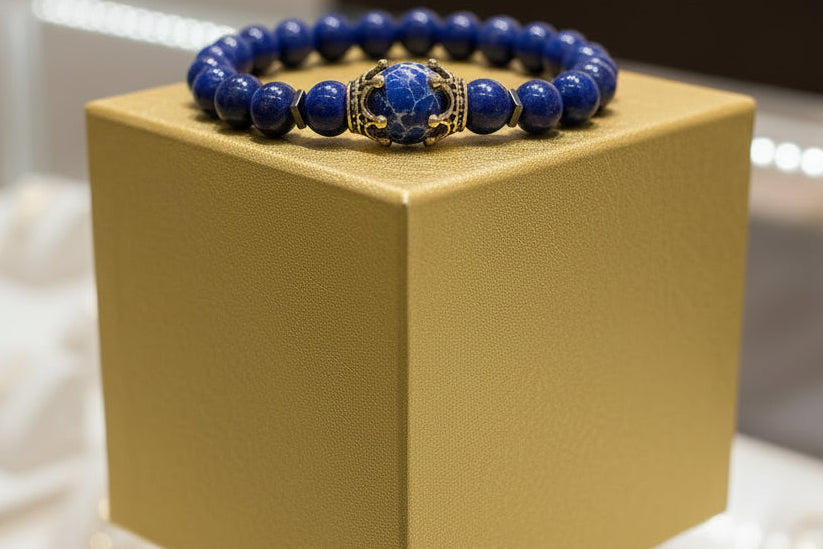 Men Tiger Eye Bead Bracelet - Natural Stone Elastic
