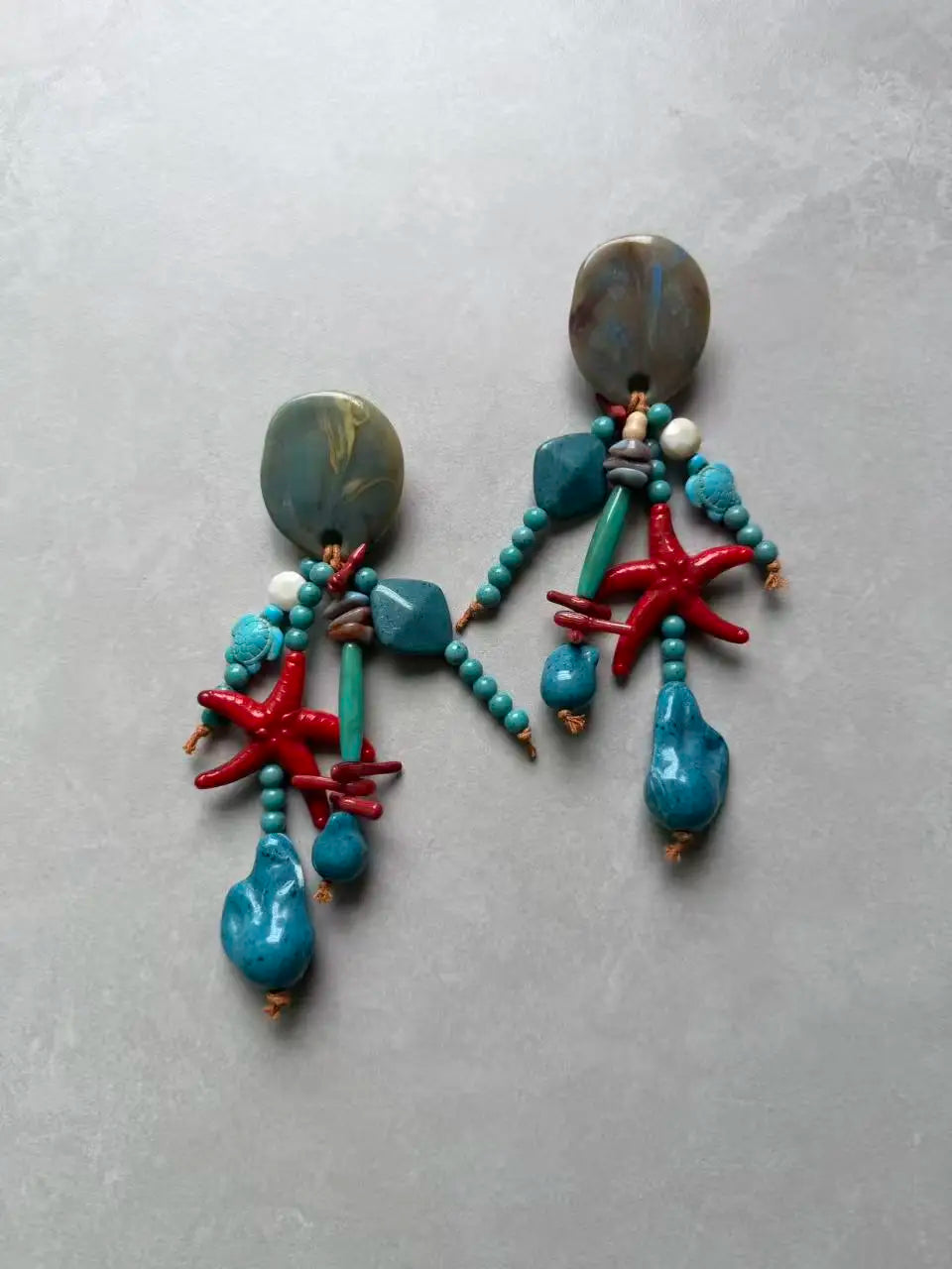 Bohemian Ocean Starfish Dangle Earrings Women Vintage Sea Turtle Beaded Long Drop Earrings Beach Vacation Holiday Jewelry Gift
