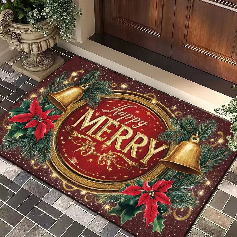 Merry Christmas Entrance Mat/Carpet Non Slip and Absorbent