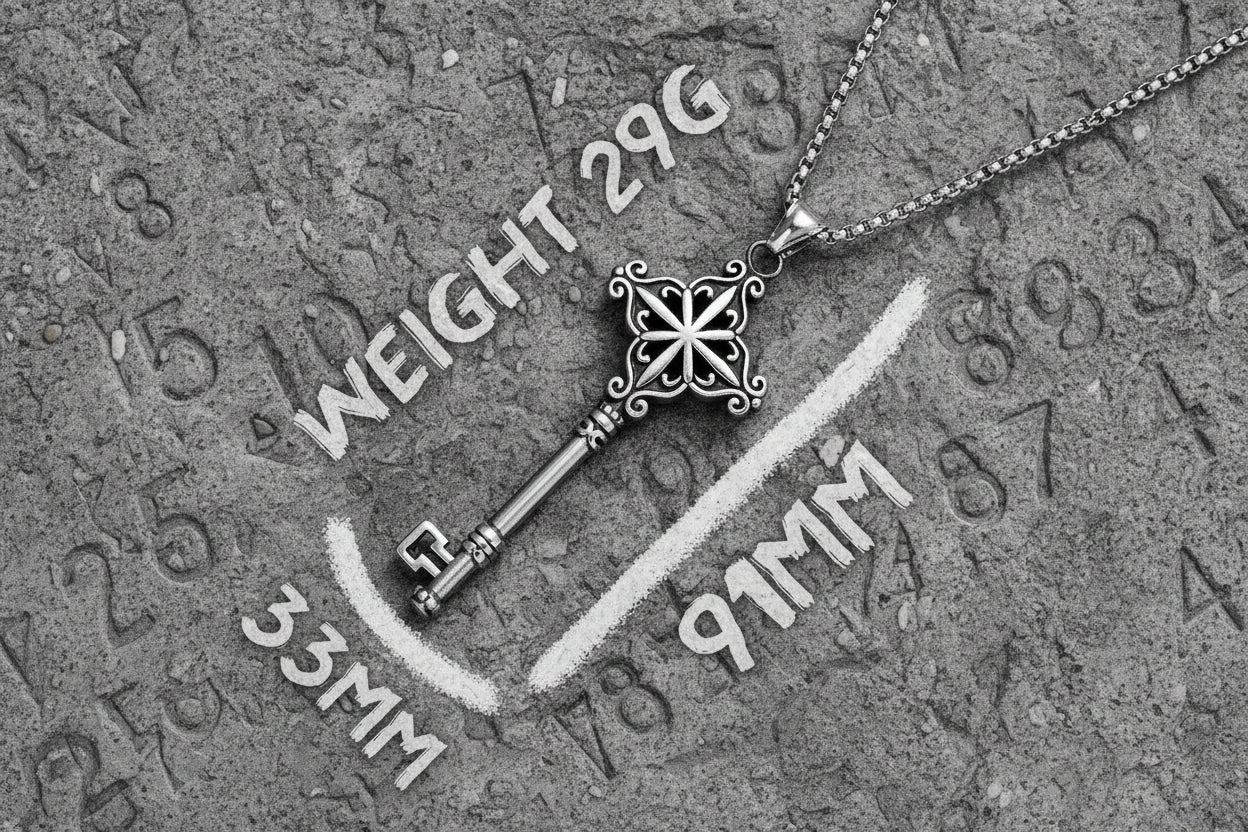 Vintage Men's Key Pendant & Necklace 316L Stainless Steel
