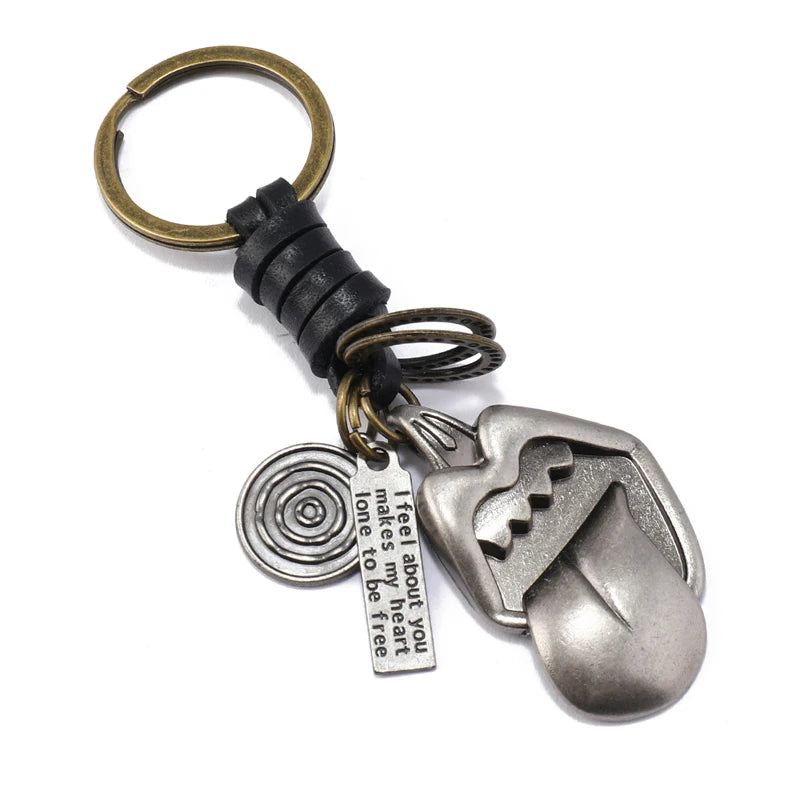 Playful Big Mouth Tongue Leather Keychain