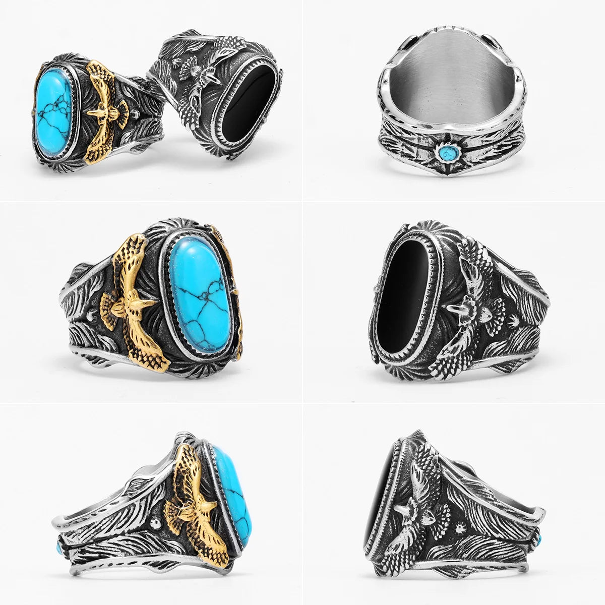 Men's Soar Gemstone Rings Eagle 316L Stainless Steel