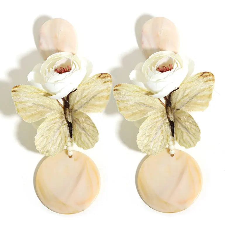 Statement Bohemian Rose Butterfly Earrings For Women Girl Trendy Luxury Vintage Fairy Wedding Party Jewelry Accessoies