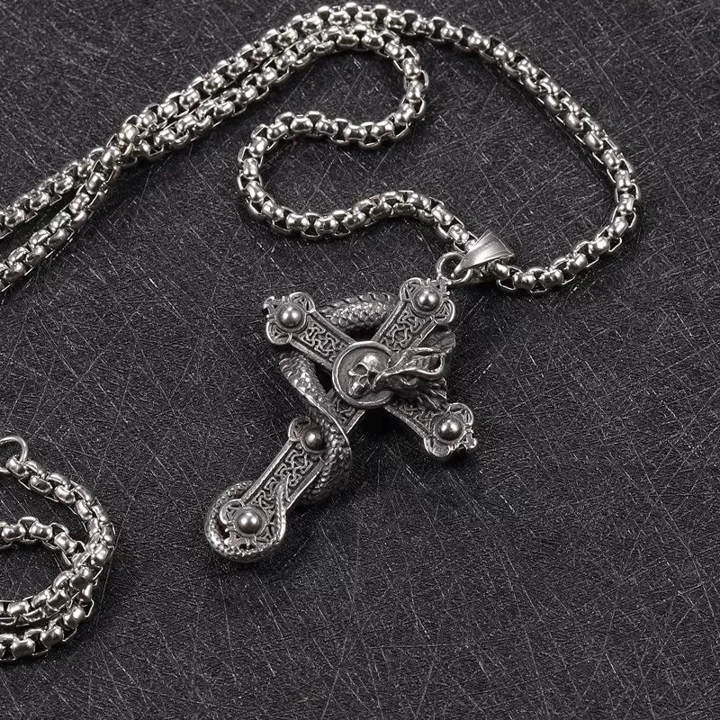 Vintage Dragon Skull Pendant Necklace for Men & Women | Punk Gothic Stainless Steel Chain Jewelry