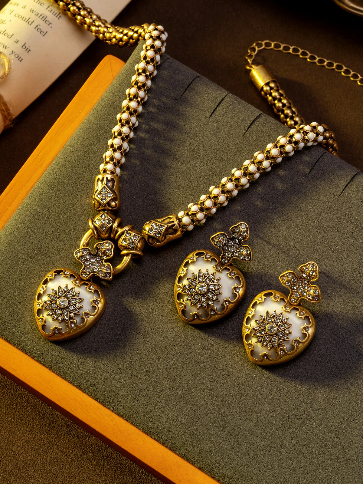 Vintage Rhinestone Heart Necklace or Earrings, Sold Separately
