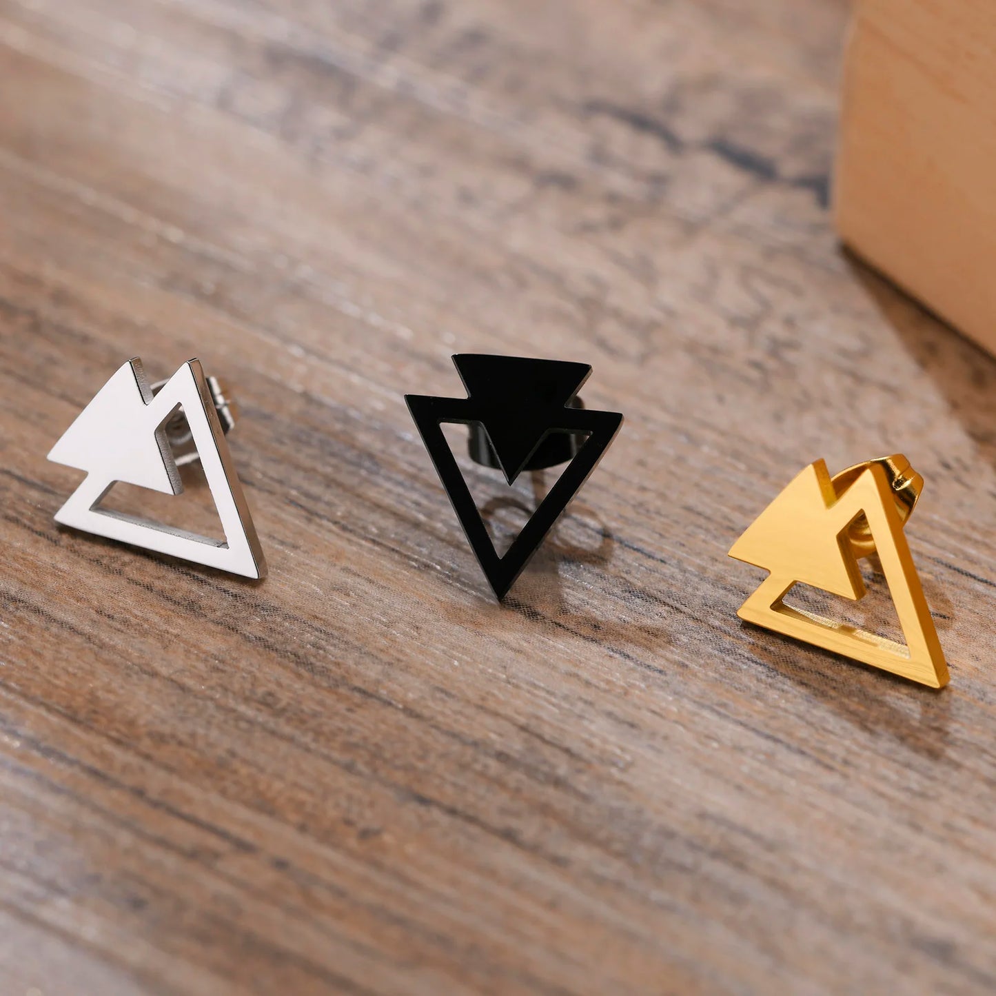 Stud Earring Men,Stainless Steel Double Triangle Arrow Arrowhead Geometric Minimalist Stud Earrings,Simple and Elegant Jewellery