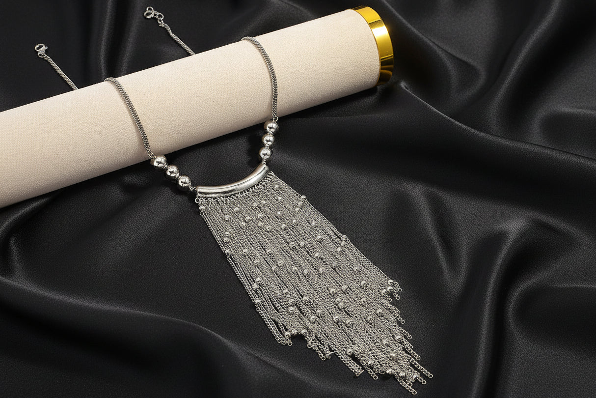 Fashion Alloy Handmade Bead Necklace With Tassel Pendant