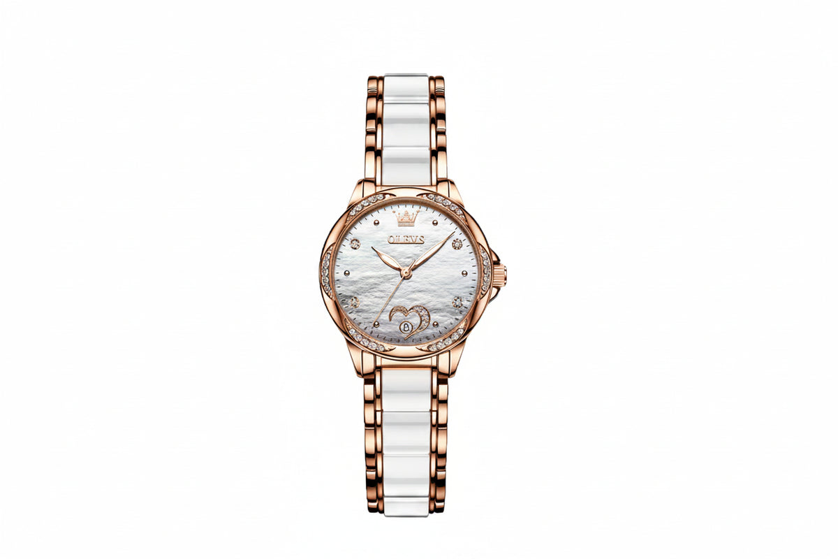 OLEVS Women's Luxury Automatic Mechanical Watch | Ceramic Band | Diamond Dial | Waterproof