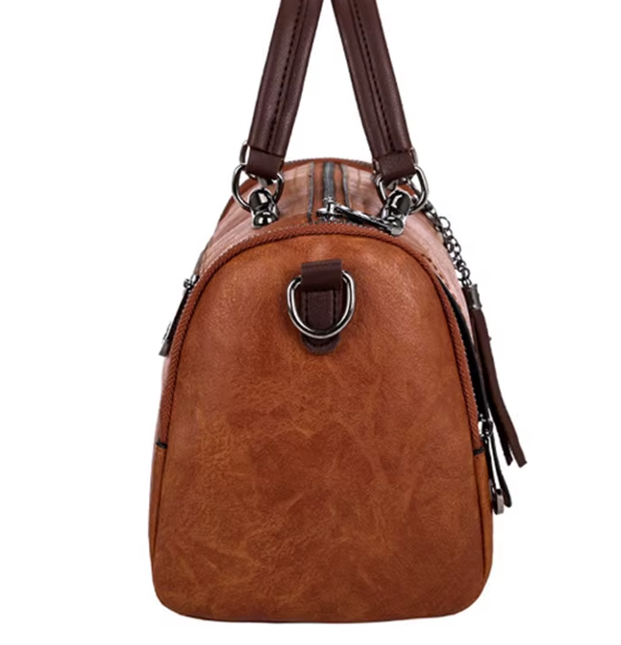 Women's Tassel Boston Bag – Large Capacity Crossbody & Shoulder Handbag