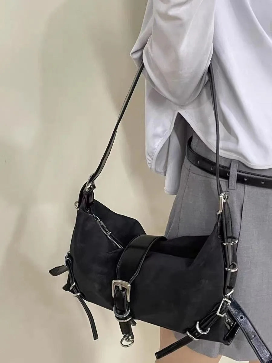 Y2K Punk Chain Crossbody Shoulder Bag for Women | PU Leather Harajuku Hobo Bag | 2 Styles