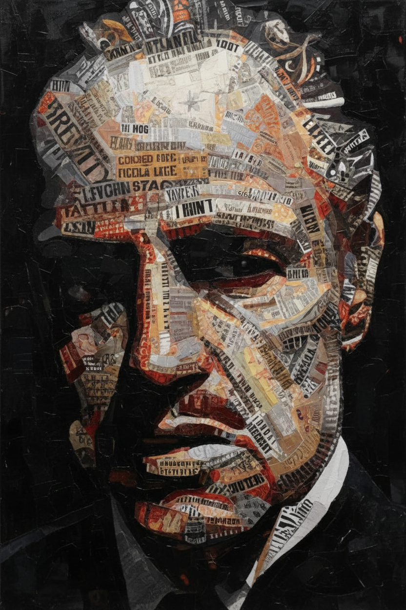 Godfather Newspaper Collage Canvas Art Print — 70x100cm