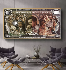 Wolf of Wall Street $100 Bill Canvas Art Print — 100x200cm