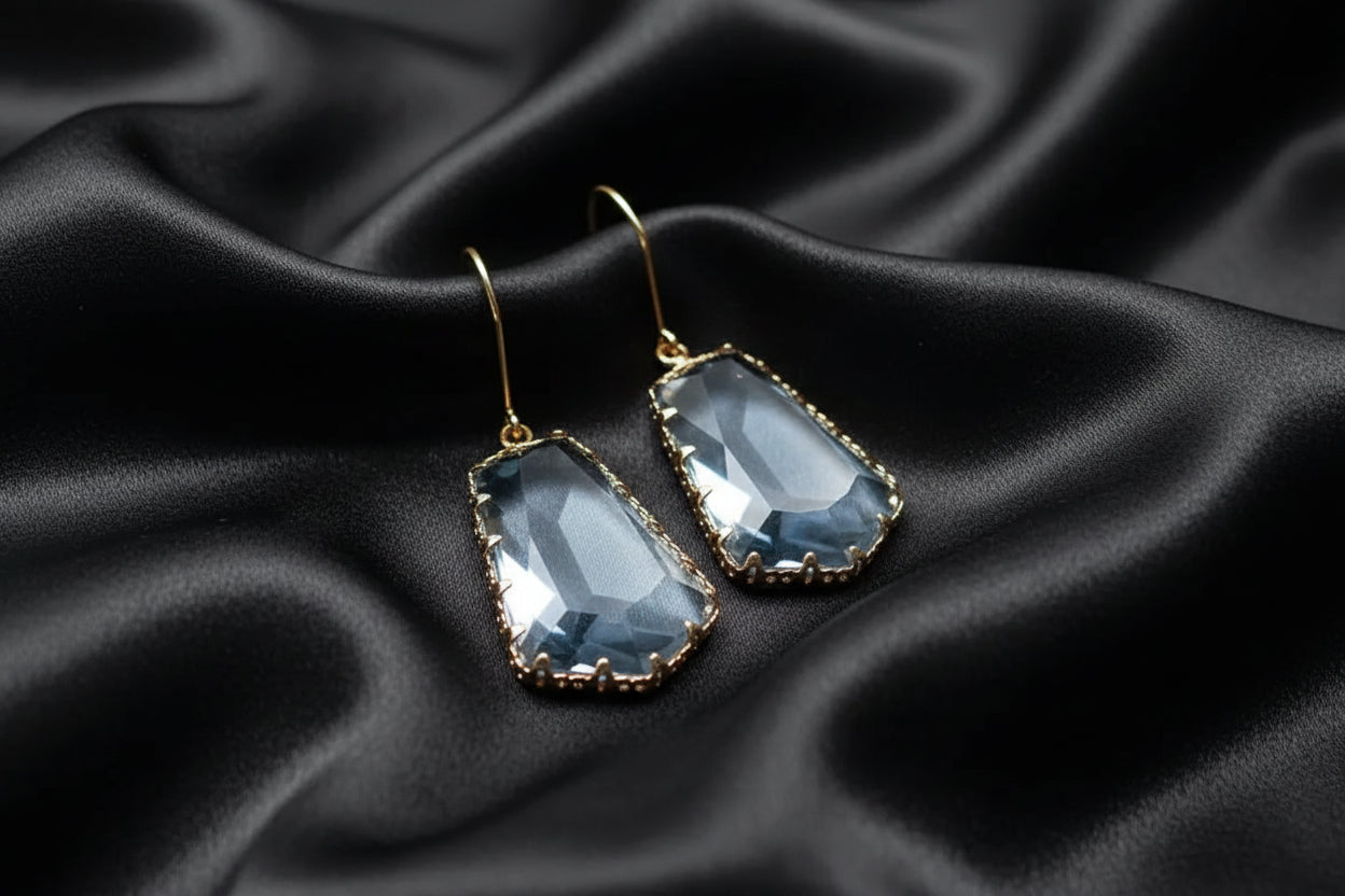 Prisms in Slate Smoke Geometric Drop Earrings | 18K Gold Plated | Hypoallergenic | Made in USA