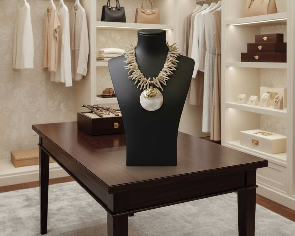 White Coral Branch Shell Necklace | Handmade Statement Jewelry