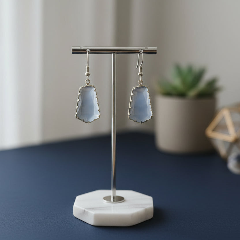 Prisms in Slate Smoke Geometric Drop Earrings | 18K Gold Plated | Hypoallergenic | Made in USA