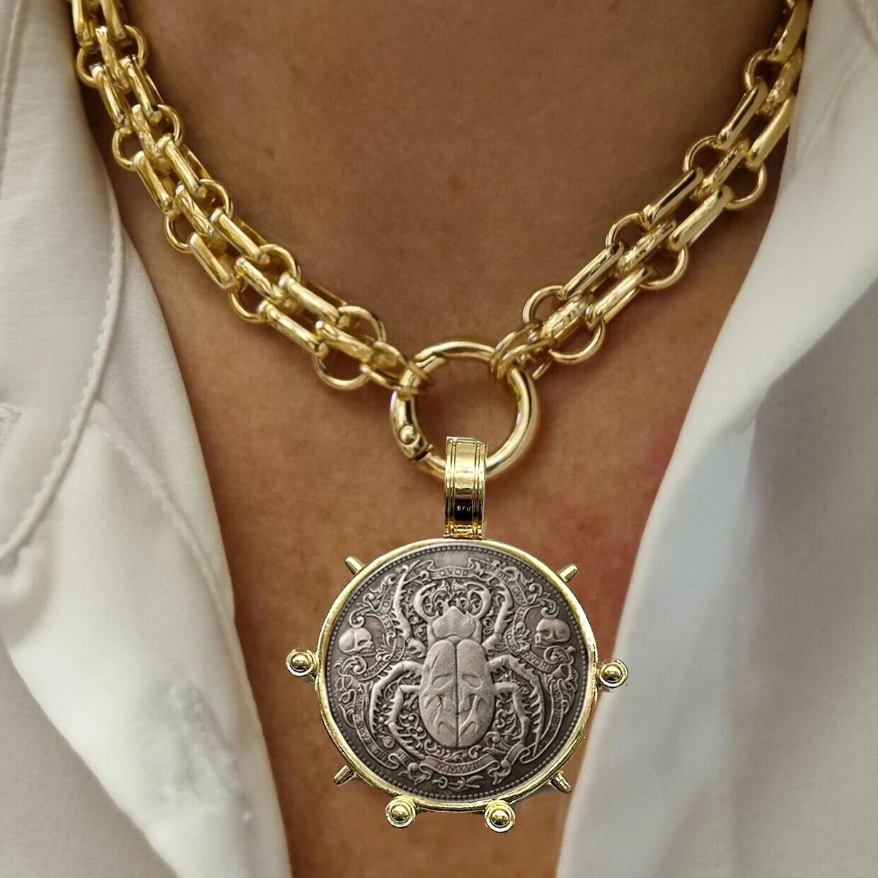 British Orla Large Statement Coin pendant Necklace Collectibles