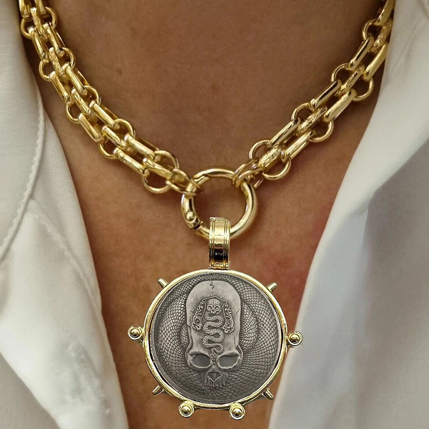 British Orla Large Statement Coin pendant Necklace Collectibles