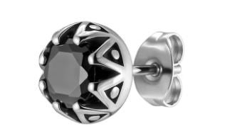 Men's Sea Blue Crystal Stud Earrings – Hypoallergenic Stainless Steel