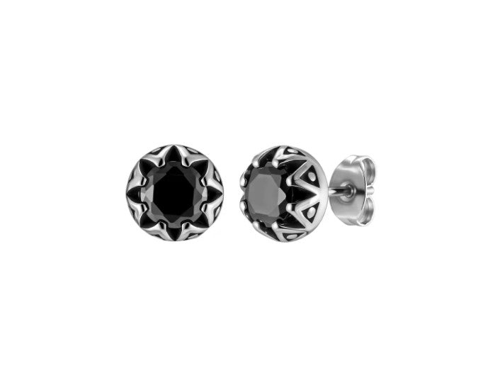 Men's Sea Blue Crystal Stud Earrings – Hypoallergenic Stainless Steel