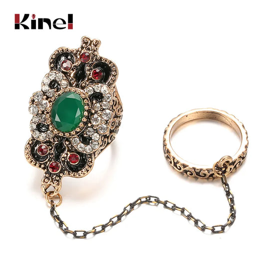 Hot Turkish Vintage Rings For Women Colorful Crystal Ethnic Wedding Rings Adjustable Fitting Fashion Jewelry Wedding Gift