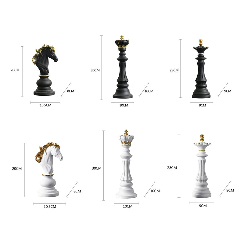 Vilead  Chess Pieces Figurines for Interior The Queen's Gambit Decor Office Living Room Home Decoration Modern Chessmen Gifts