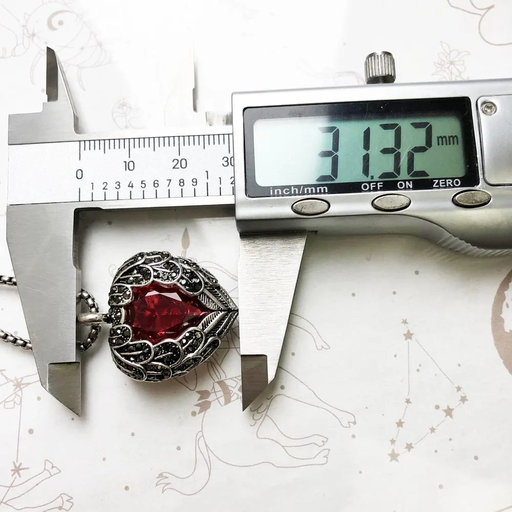 Women's 925 Sterling Silver Red Winged Heart Pendant Necklace