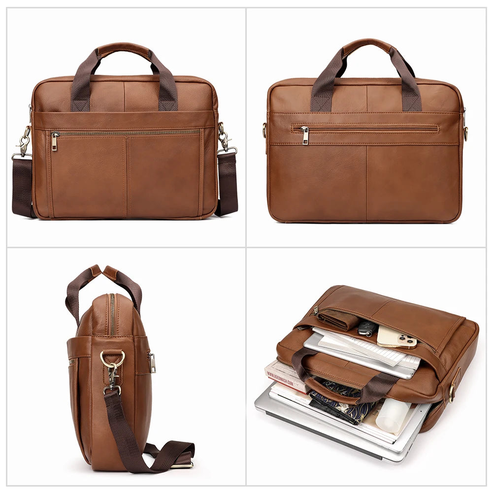 Genuine Leather Briefcase for Men | Business Laptop Messenger Bag