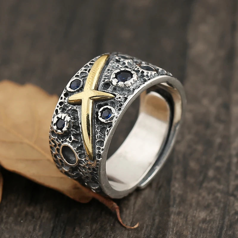Real 925 Sterling Silver Starry Sky Ring | Gothic Punk Rock Jewelry