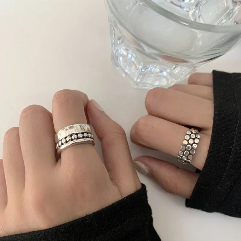 PANJBJ Geometric Multilayer Round Bead Ring Female Fashion Punk Temperament Prevent Allergy Charm Jewelry