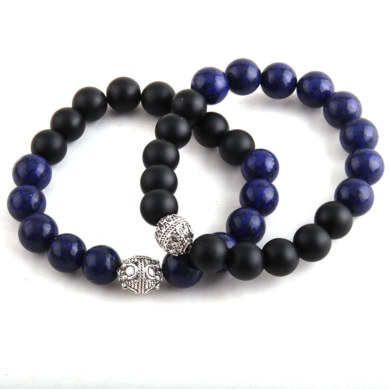 RH New Fashion 2 Piece/ Set  Men Bracelet Matte Onyx Tiger Eye Beaded Bracelets Set Men Jewelry Gift DropShipping