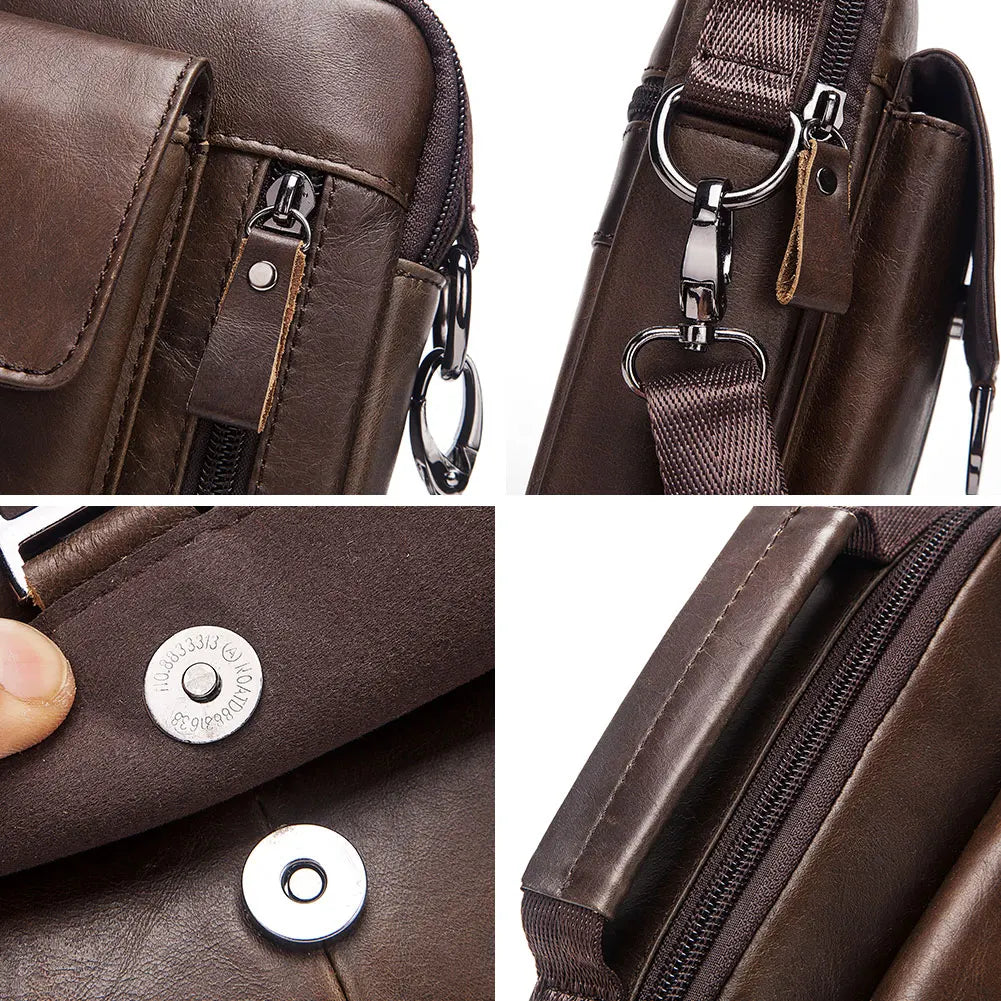 Genuine First Layer Cowhide Men's Shoulder Messenger Bag | Crossbody Business Travel Bag