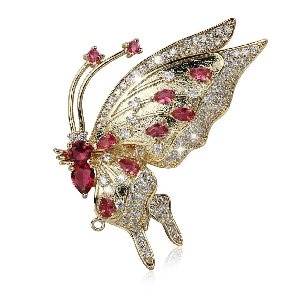 EUDORA Top Quality Crystal Insect Brooch Butterfly Brooches Pin Fashion Brooch For Women Pins Scarf Clip DIY Jewelry party gift