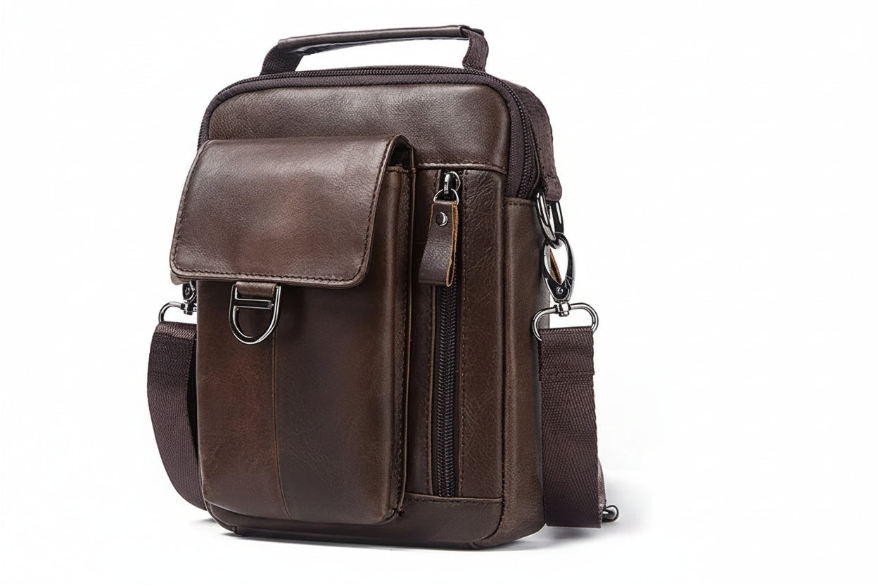 Genuine First Layer Cowhide Men's Shoulder Messenger Bag | Crossbody Business Travel Bag