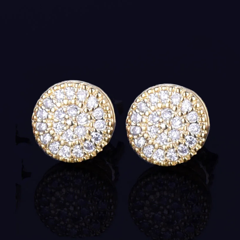 Men's 8MM Cubic Zirconia Round Stud Earrings – Hip Hop Screw Back