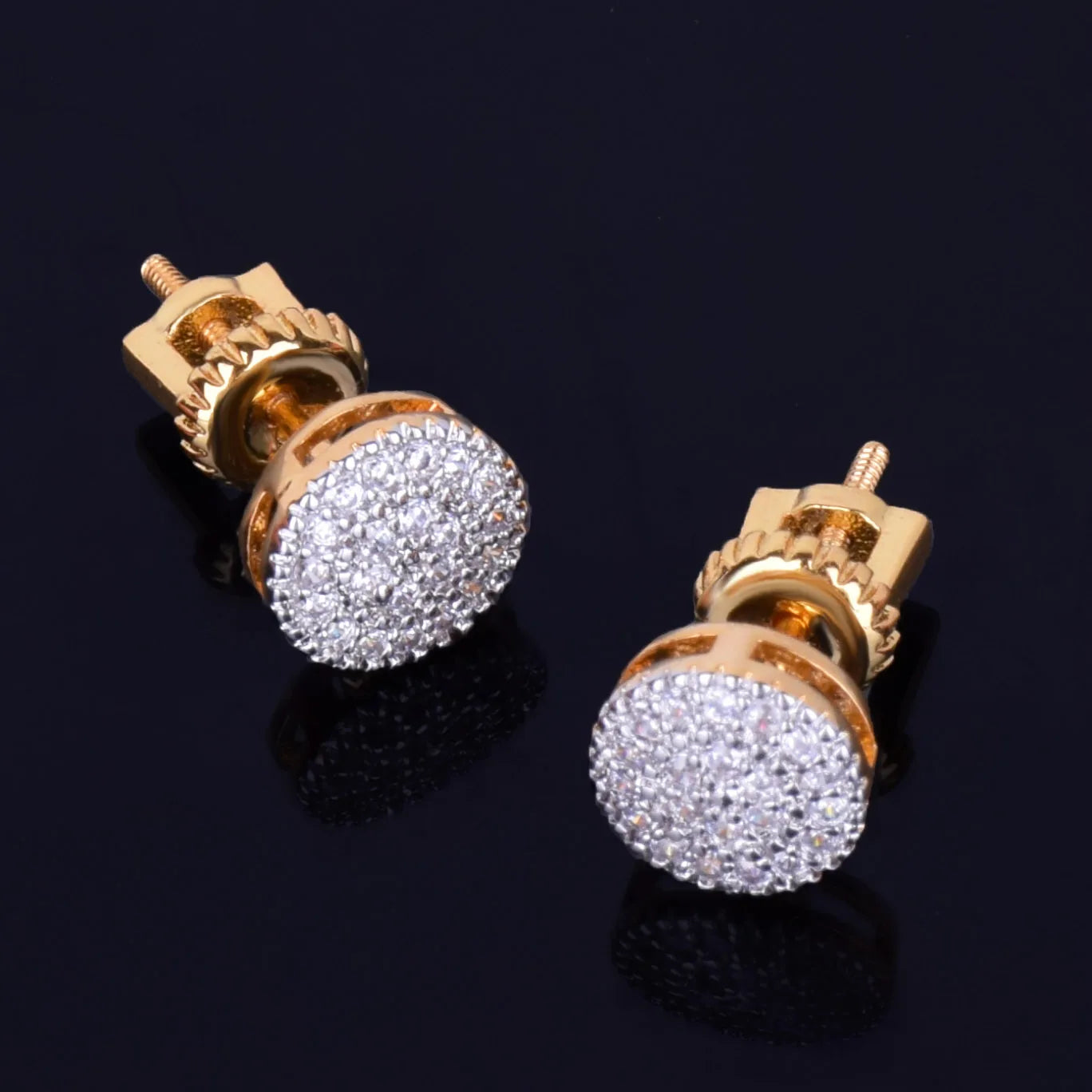 Men's 8MM Cubic Zirconia Round Stud Earrings – Hip Hop Screw Back