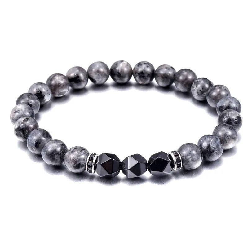 New Luxury Classic Bracelet 8MM Labradorite Nature Charm High Quality Punk Rock Mens Bracelet Chain Jewelry Friendship Gifts