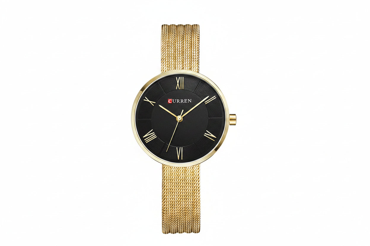 CURREN Women's Luxury Quartz Watch | Stainless Steel Mesh Band | Rose Gold | Waterproof