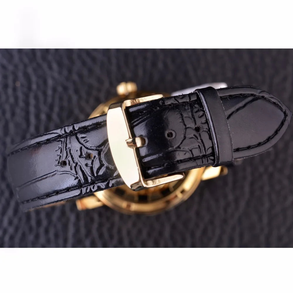 Forsining Chinese Dragon Skeleton Design Transparent Case Gold Watch Mens Watches Top Brand Luxury Mechanical Male Wrist Watch