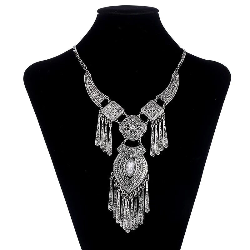 Bohemian Choker Collar Necklace Vintage Tassel Statement Maxi Long Necklace Collier Femme Jewelry