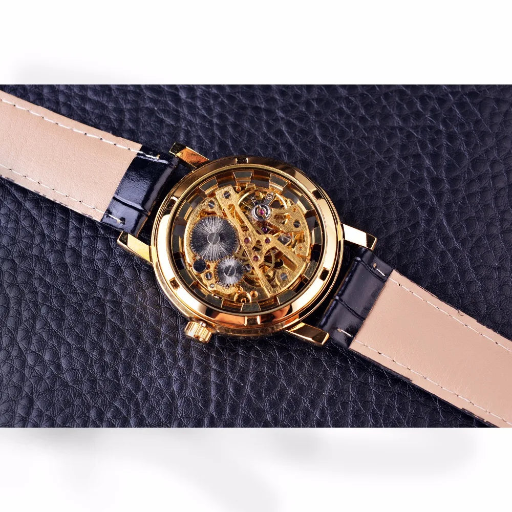 Forsining Chinese Dragon Skeleton Design Transparent Case Gold Watch Mens Watches Top Brand Luxury Mechanical Male Wrist Watch