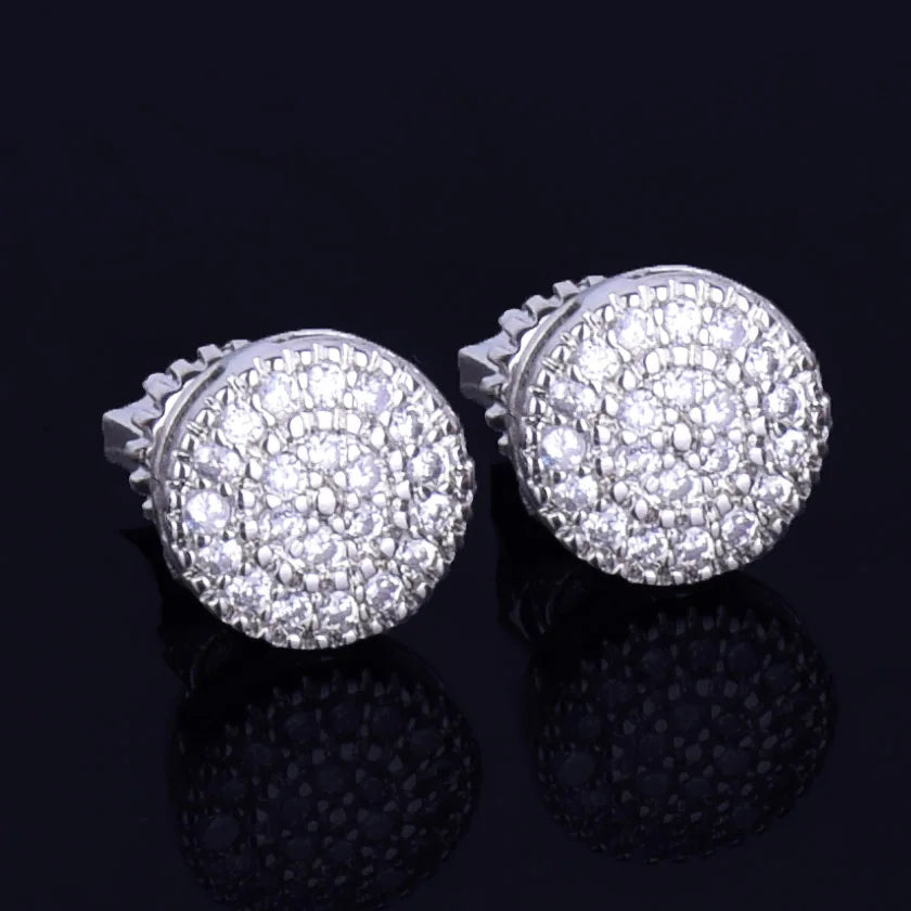 Men's 8MM Cubic Zirconia Round Stud Earrings – Hip Hop Screw Back