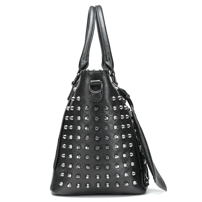 New Rivet Women  Pu Leather Crossbody Bag Purse Skull Handbag Quality Punk Shoulder Bags with Wallet Messenger Bag