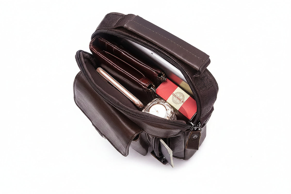 Genuine First Layer Cowhide Men's Shoulder Messenger Bag | Crossbody Business Travel Bag