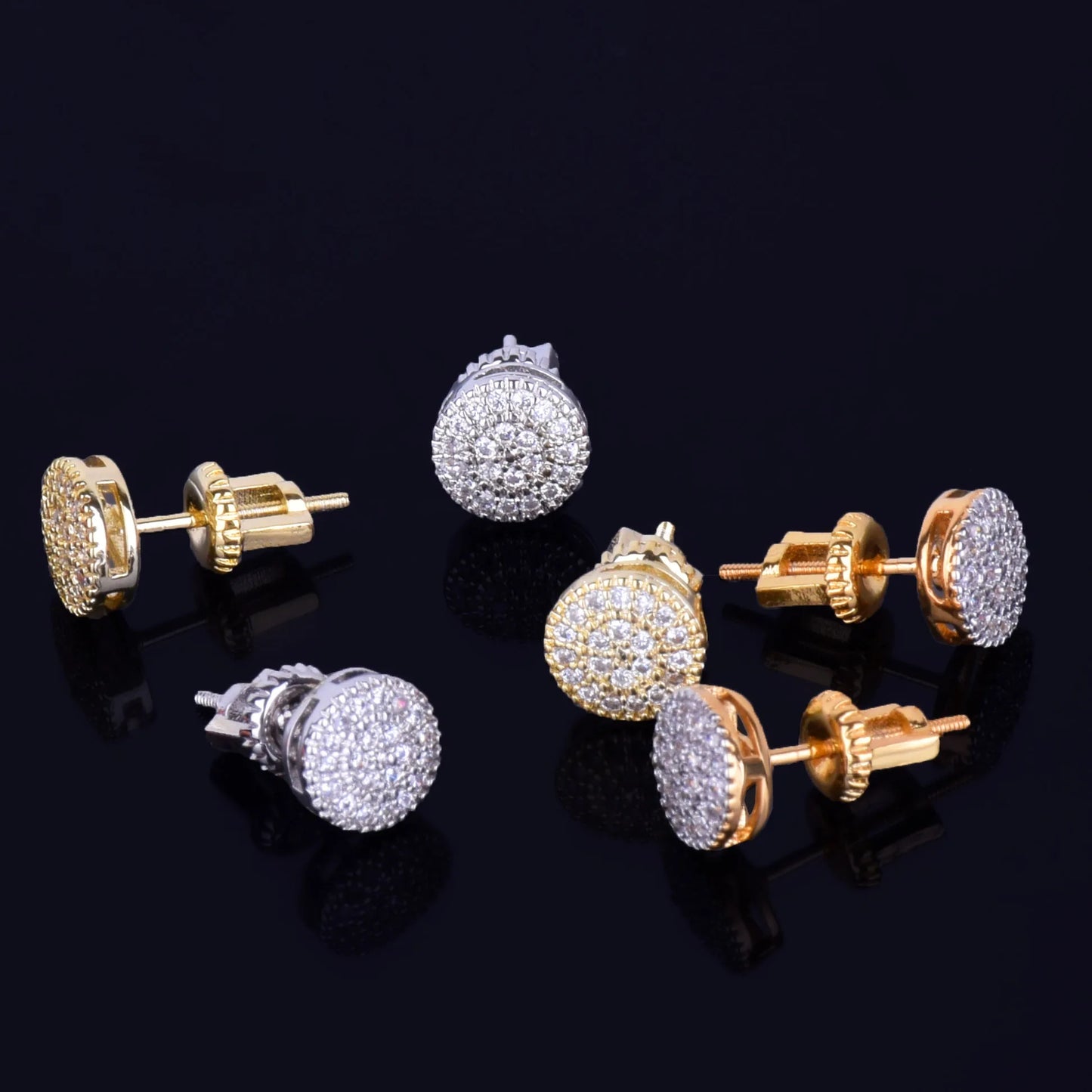 Men's 8MM Cubic Zirconia Round Stud Earrings – Hip Hop Screw Back