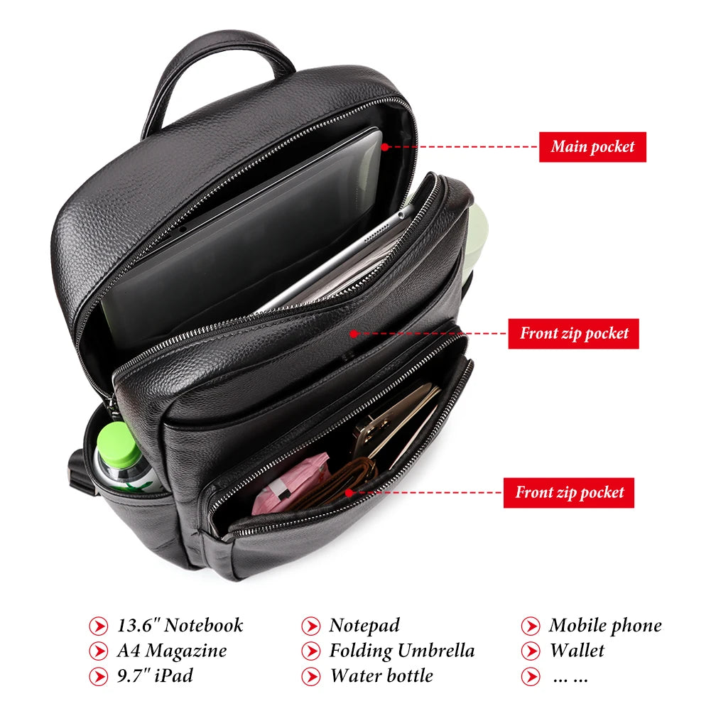 Genuine Leather Backpack for Men | Business Travel Laptop Bag